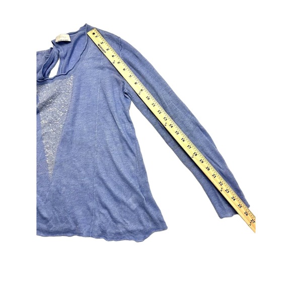 Wrap London Women's Light Blue Sweater w/Sequined Front Key Hole Back Size 8 - Picture 7 of 10